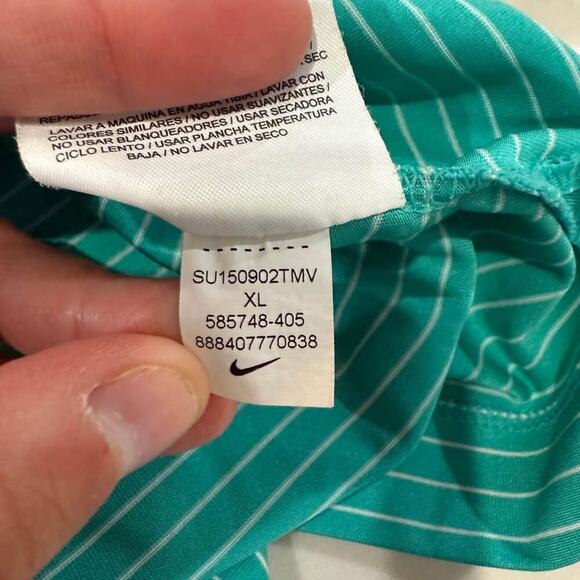Nike Golf Tour Performance DriFit Polo Mens XL Teal Stripe NaplesGrande GolfClub - Picture 6 of 7
